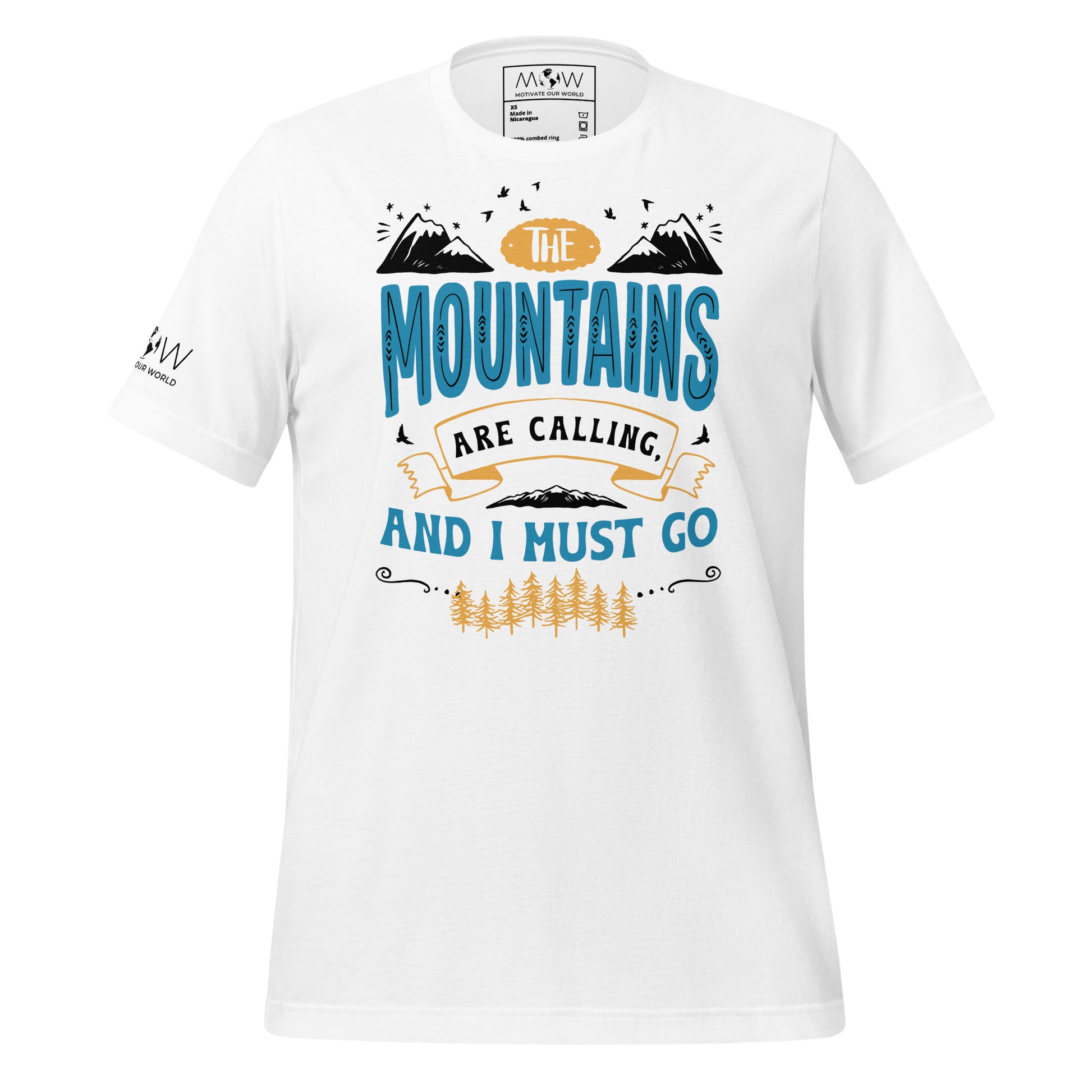 The Mountains Are Calling and I Must Go Men's Motivational White T-Shirt