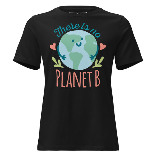There Is No Planet B Smiling Earth Black Motivational Women’s T-Shirt