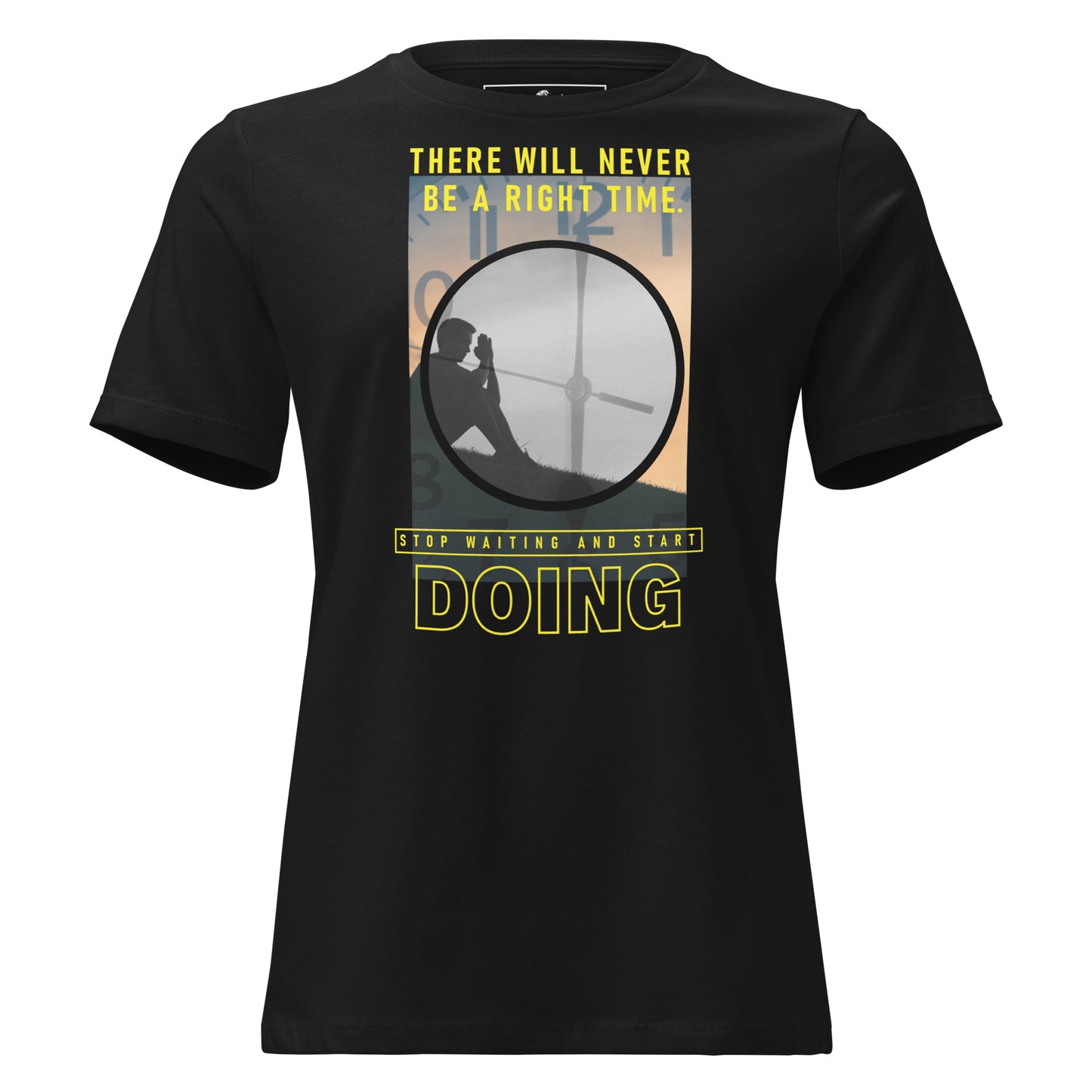 There Will Never Be A Right Time Stop Waiting and Start Doing Black Motivational Men's T-Shirt