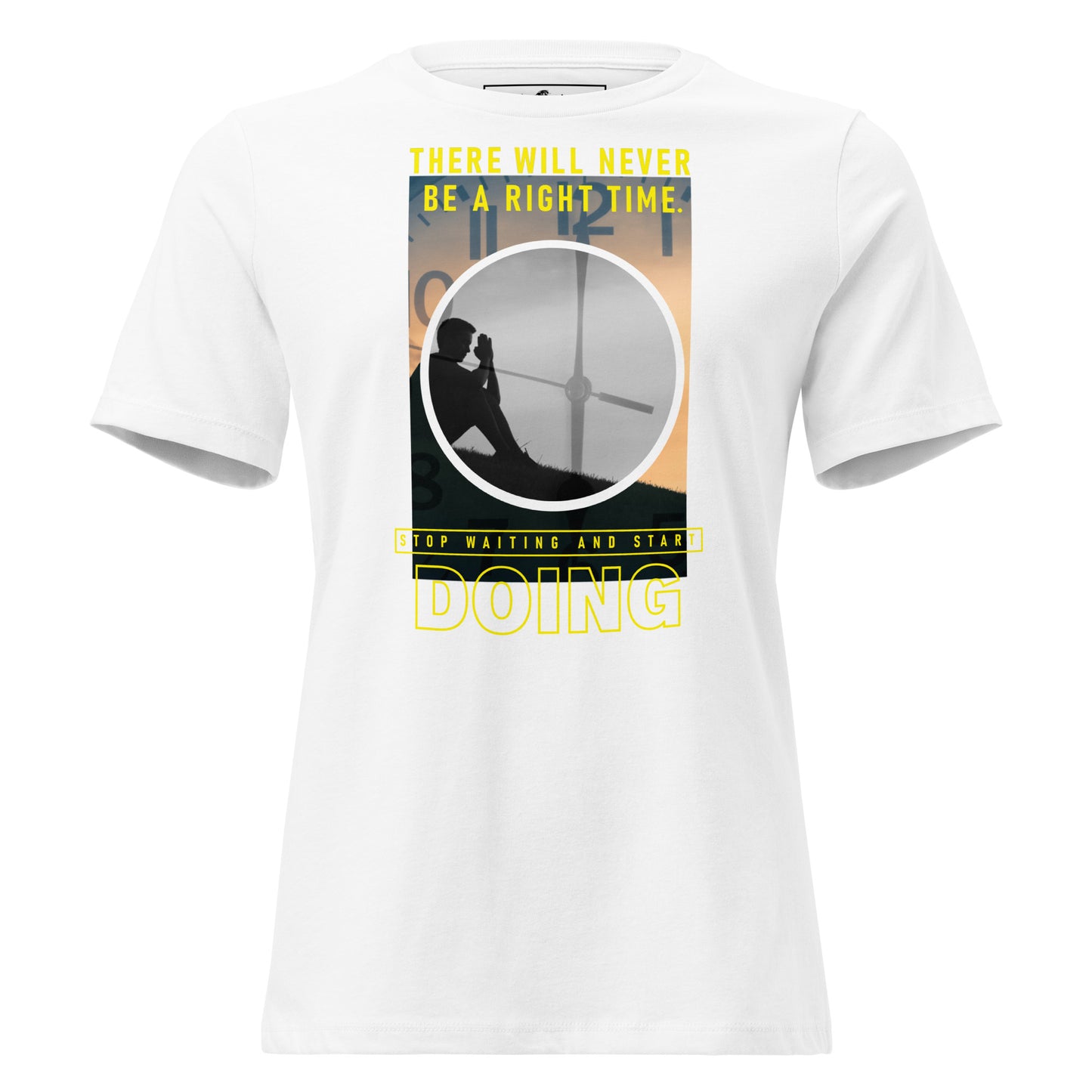 There Will Never Be A Right Time Stop Waiting and Start Doing White Motivational Men's T-Shirt