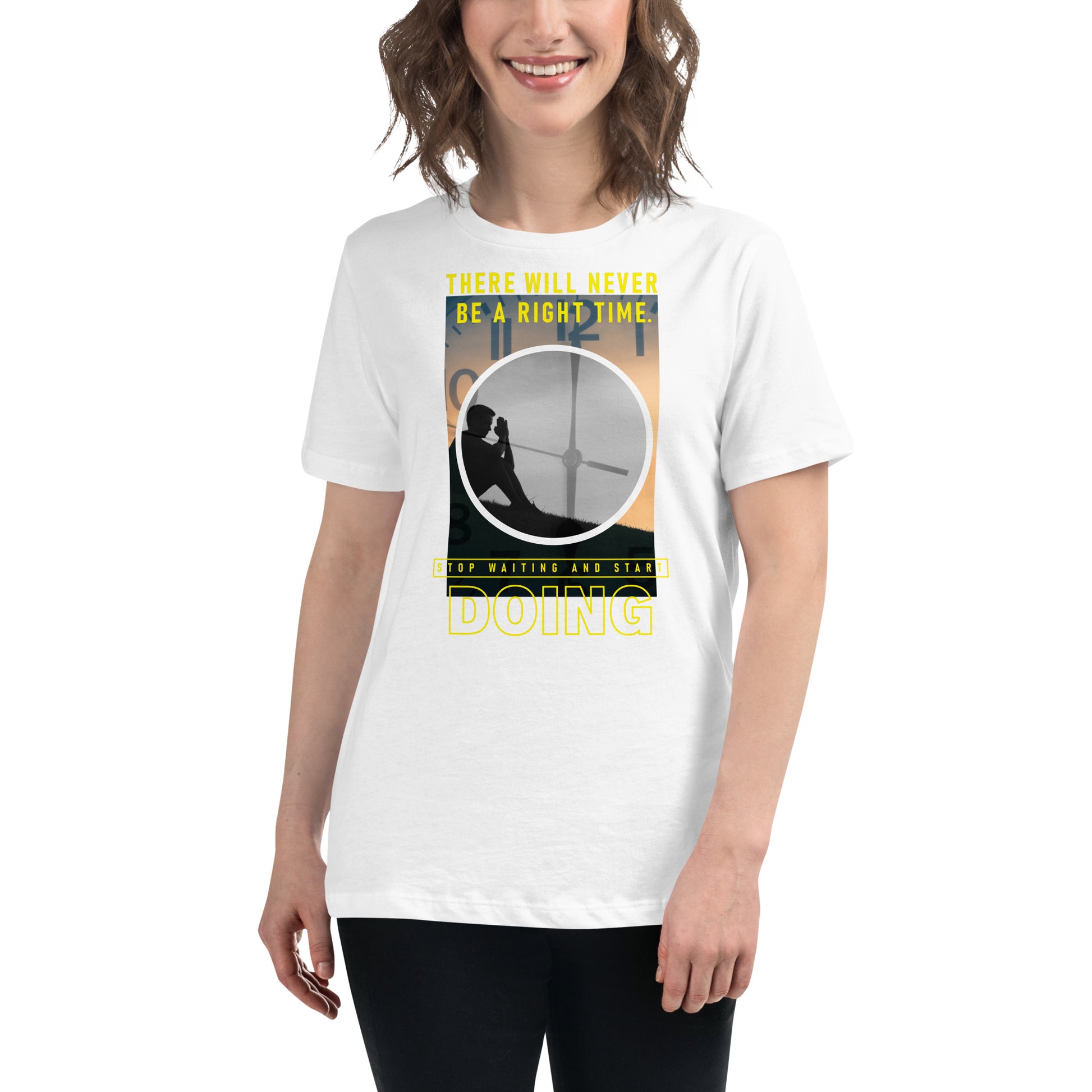 There Will Never Be A Right Time Stop Waiting and Start Doing White Motivational Men's T-Shirt Lifestyle