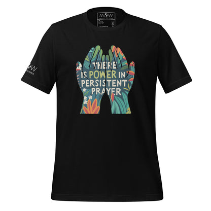 There is Power in Persistent Prayer (Hands Design) Men's Motivational Black T-Shirt