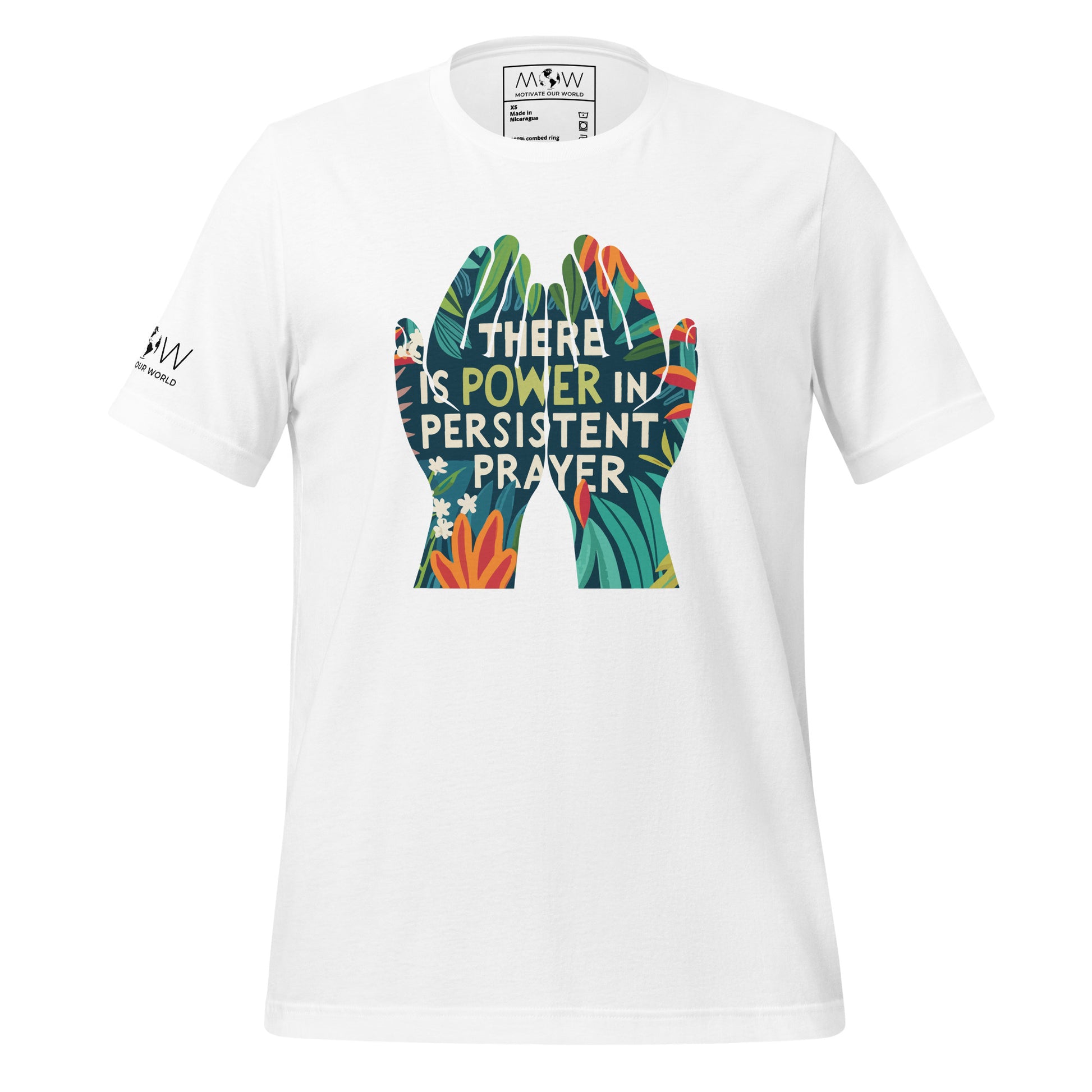 There is Power in Persistent Prayer (Hands Design) Men's Motivational White T-Shirt