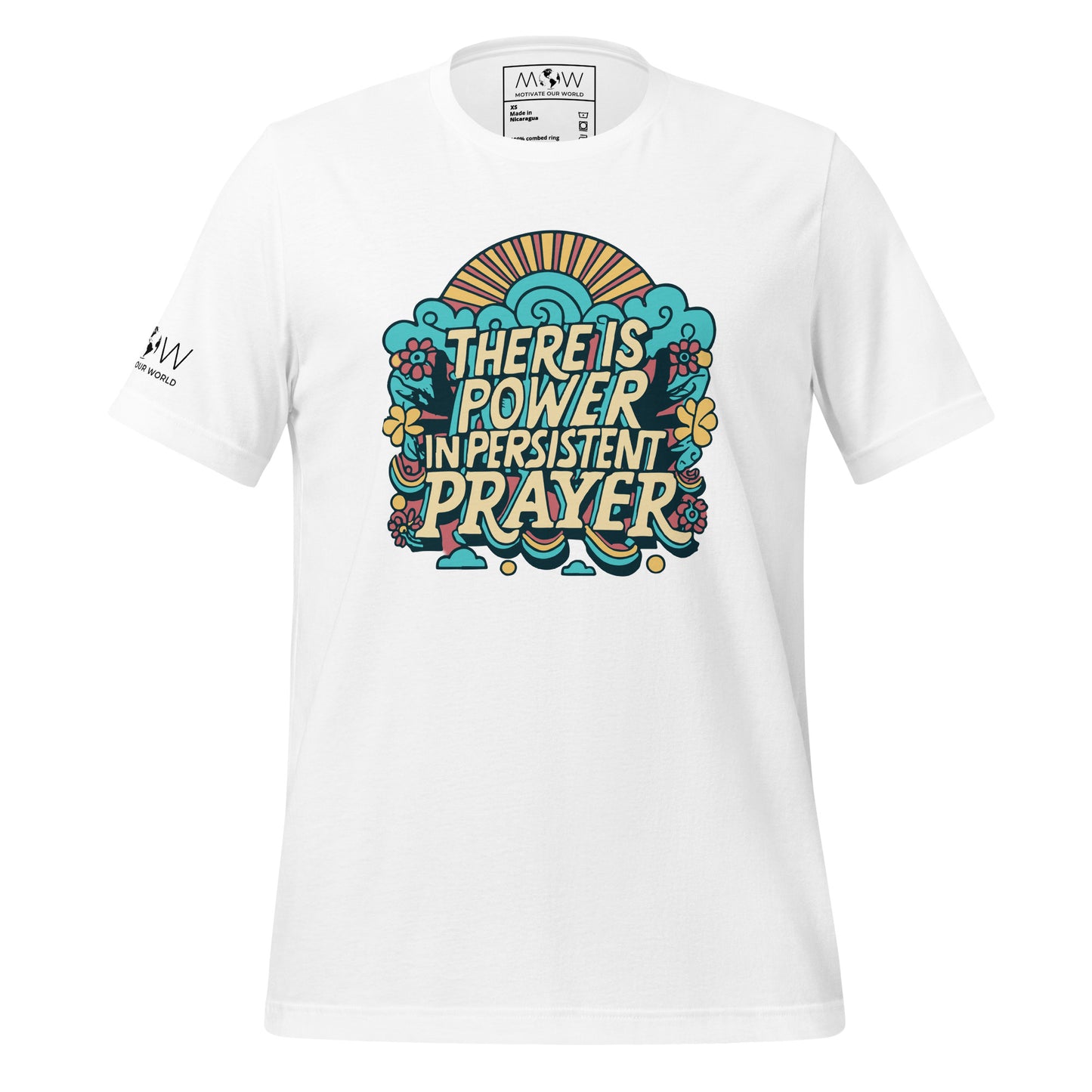 There is Power in Persistent Prayer (Sunrise Design) Men's Motivational White T-Shirt