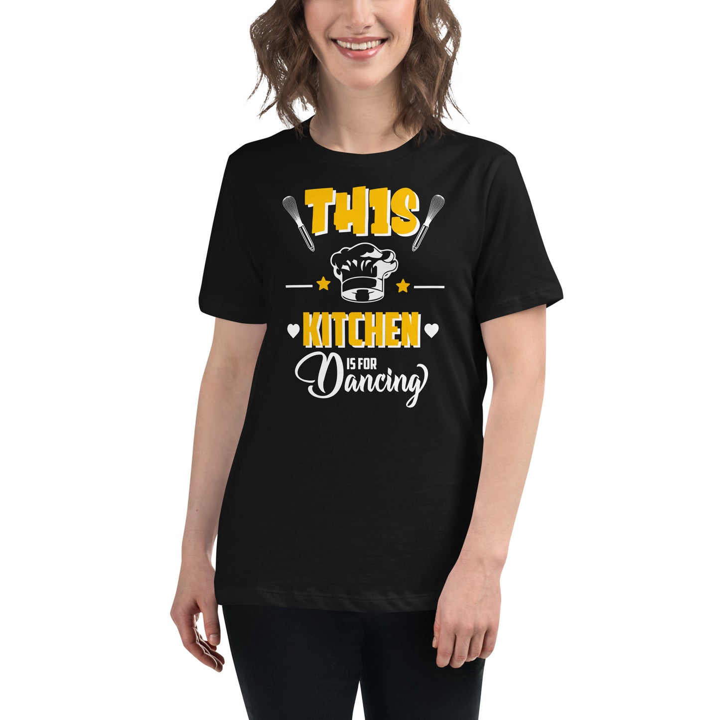 This Kitchen Is For Dancing Black Motivational Women’s T-Shirt Lifestyle