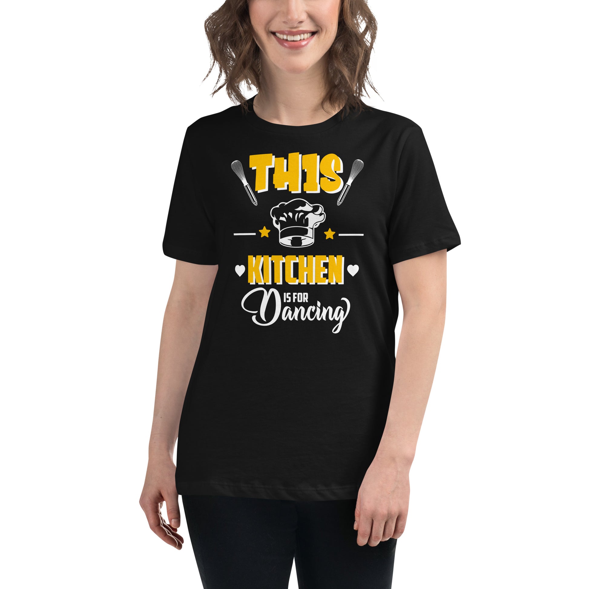 This Kitchen Is For Dancing Black Motivational Women’s T-Shirt Lifestyle