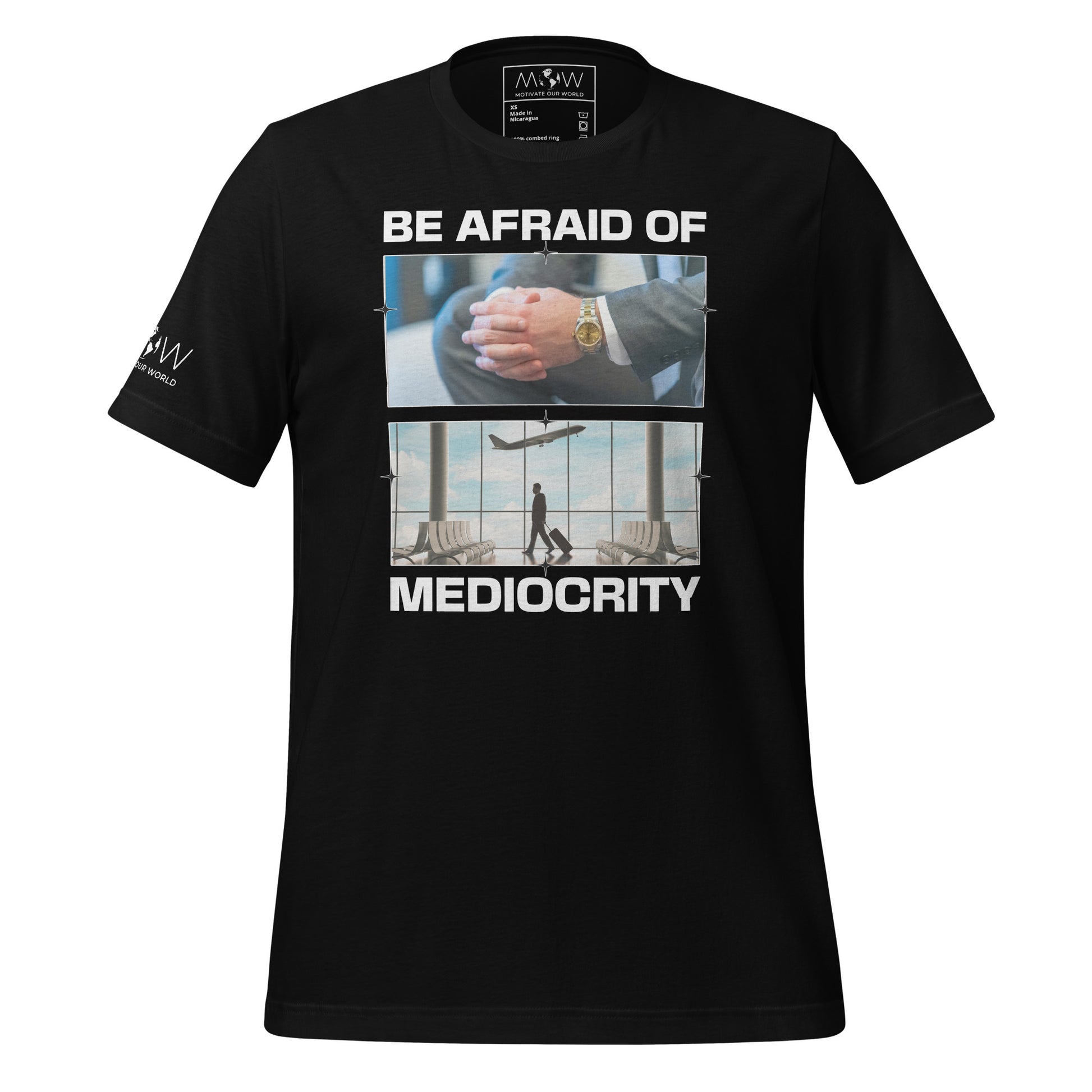 Time, Travel, Success Men's Motivational Black T-Shirt