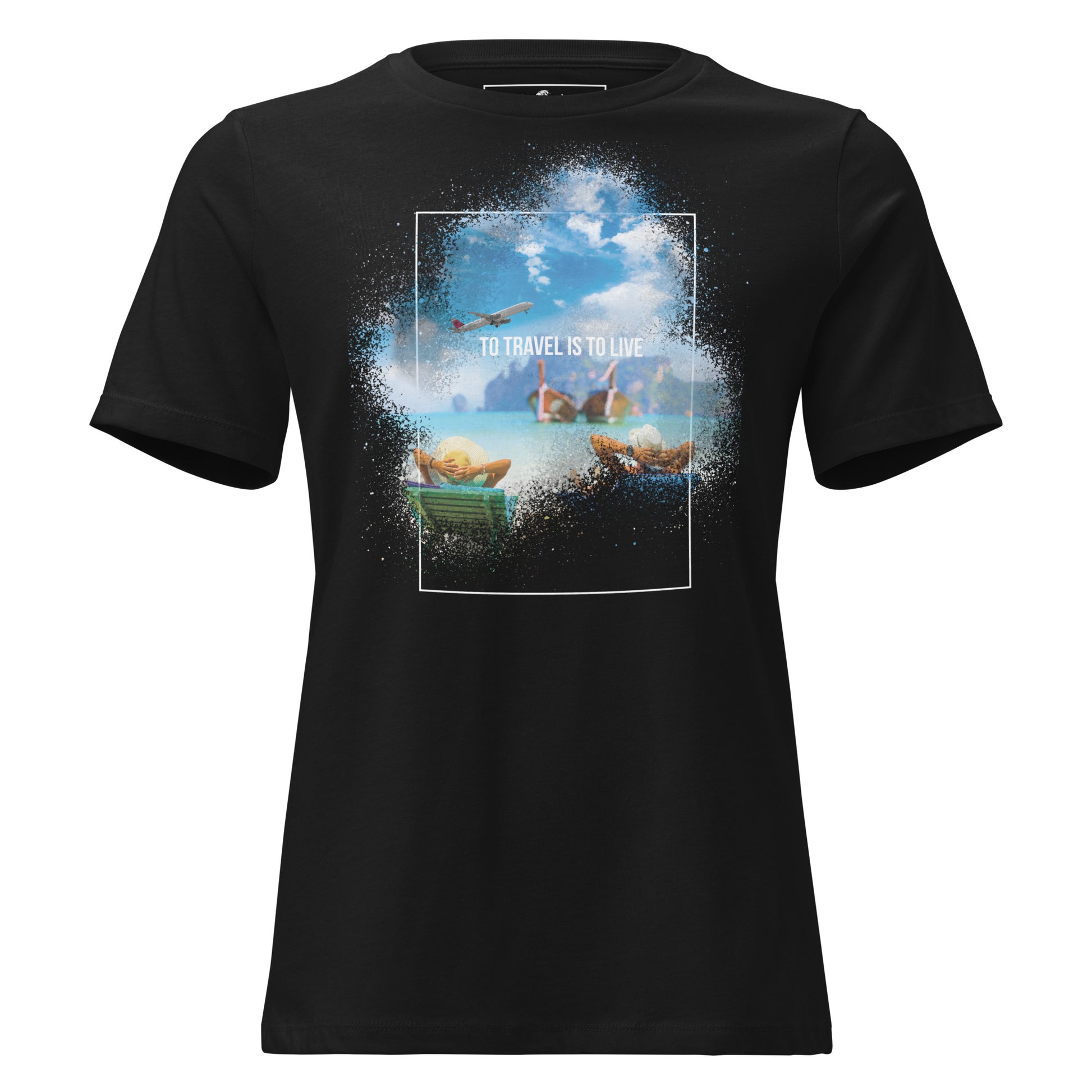 To Travel Is To Live Beach Chairs Black Motivational Women’s T-Shirt