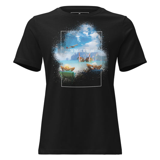 To Travel Is To Live Beach Chairs Black Motivational Women’s T-Shirt