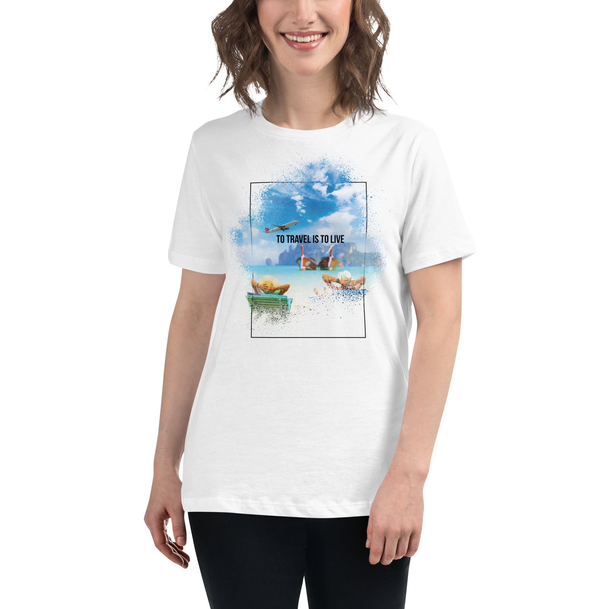 To Travel Is To Live Beach Chairs White Motivational Women’s T-Shirt Lifestyle