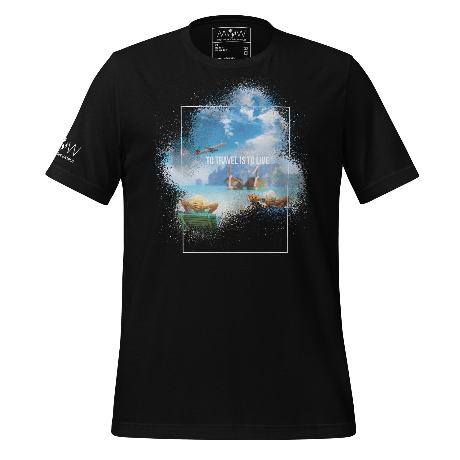 "To Travel Is to Live" Men's Motivational Black T-Shirt