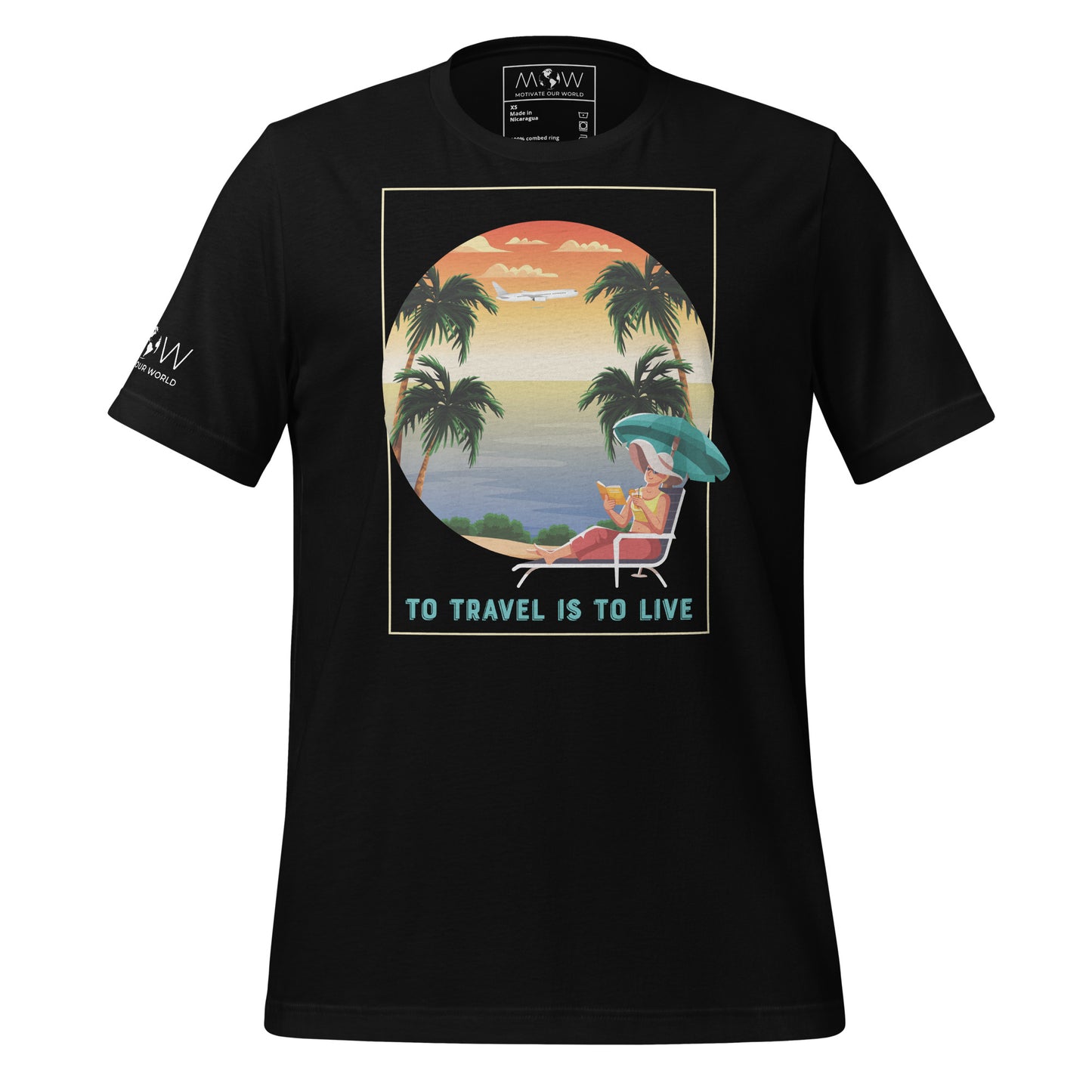 "To Travel Is to Live" Men's Motivational Black T-Shirt