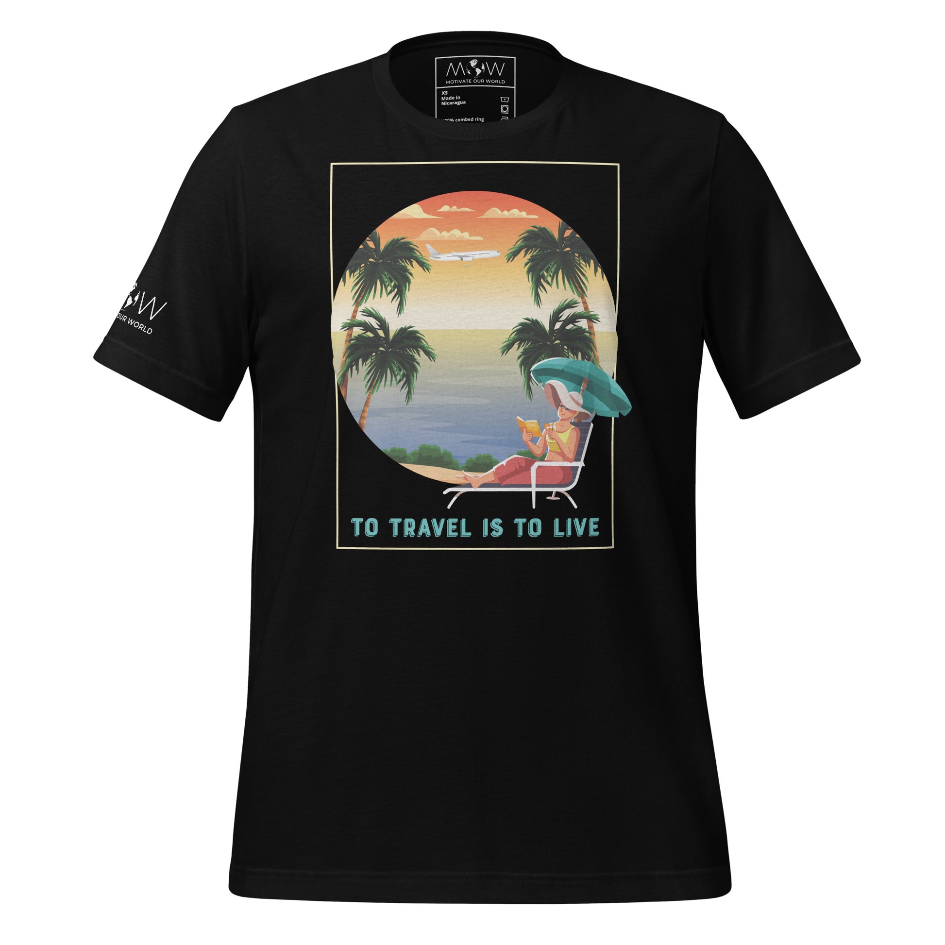 "To Travel Is to Live" Men's Motivational Black T-Shirt