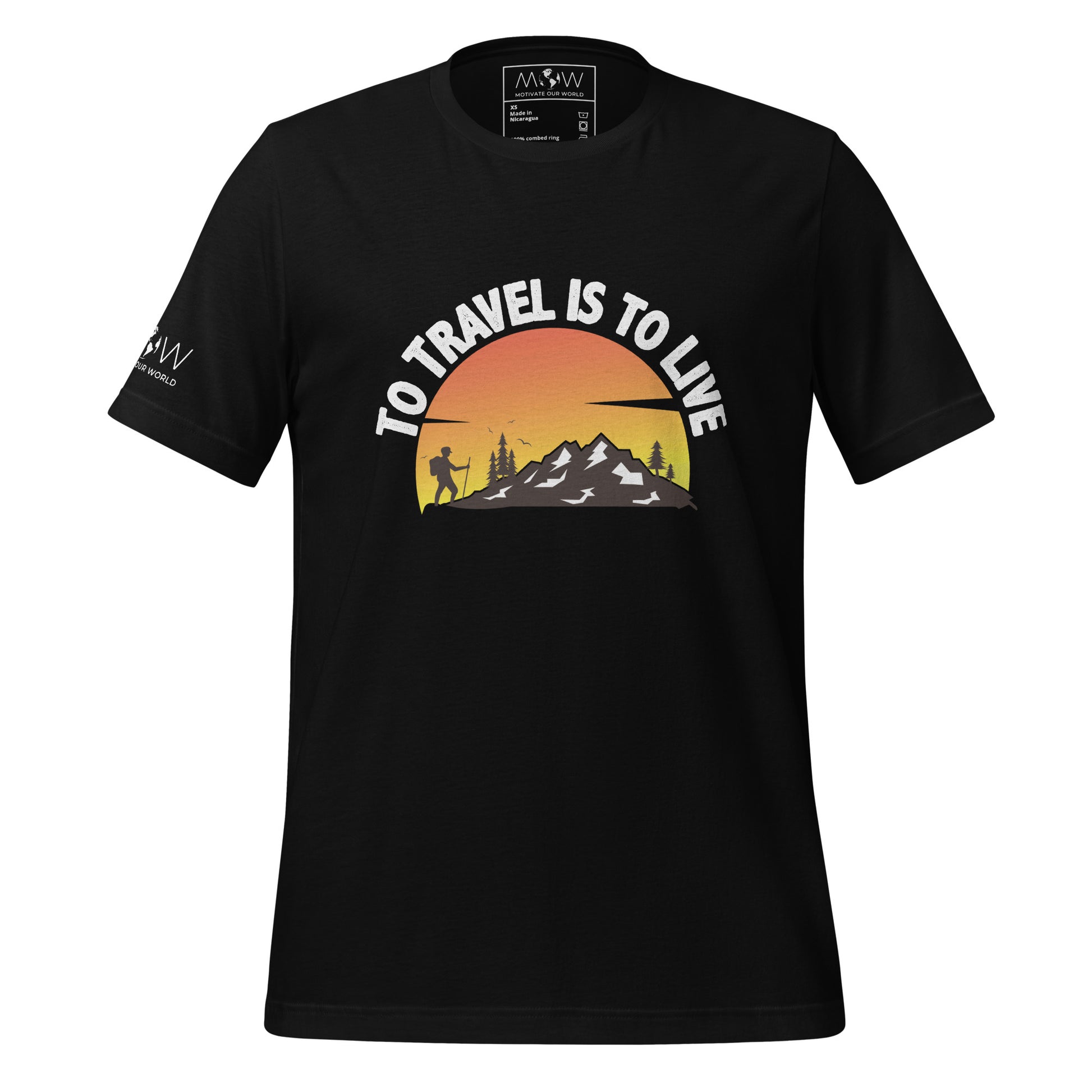 "To Travel Is to Live" Men's Motivational Black T-Shirt