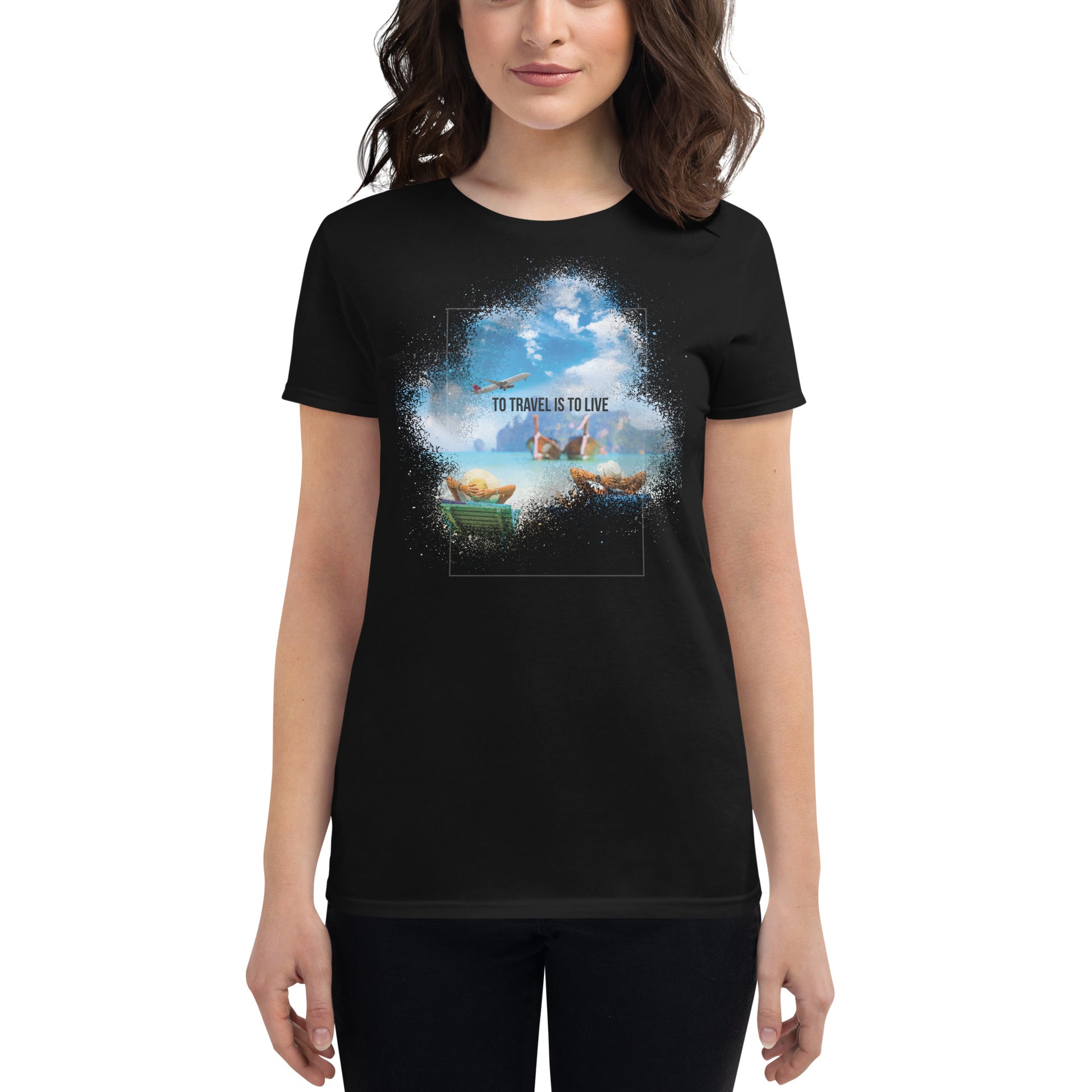 To Travel is to Live Women’s Motivational Black T-Shirt