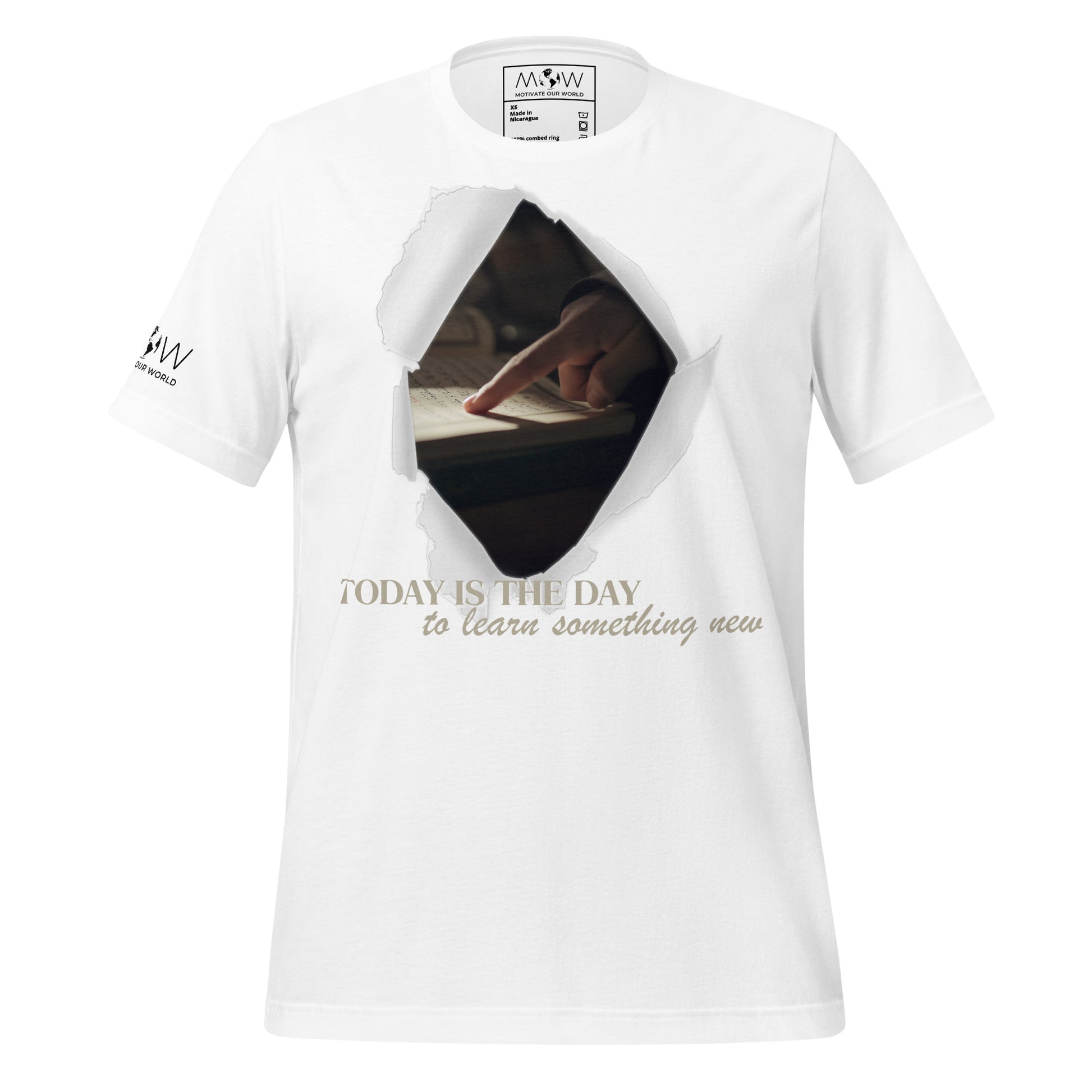 Today Is the Day to Learn Something New - Ripped Paper Edition Men's Motivational White T-Shirt