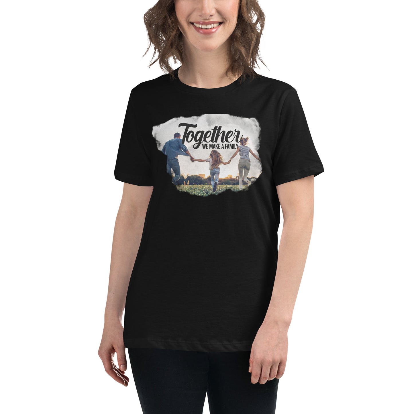 Together We Make a Family - Running Field Edition Black Motivational Women’s T-Shirt Lifestyle
