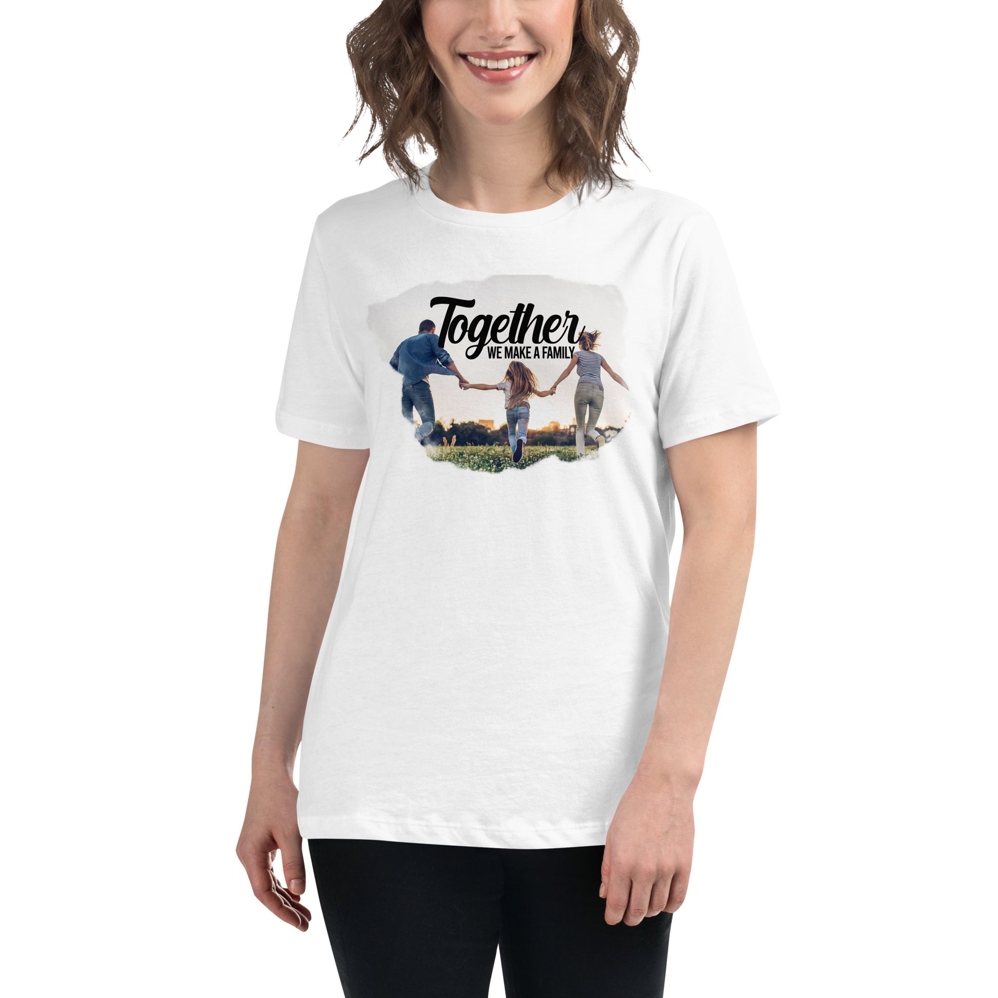 Together We Make a Family - Running Field Edition White Motivational Women’s T-Shirt Lifestyle