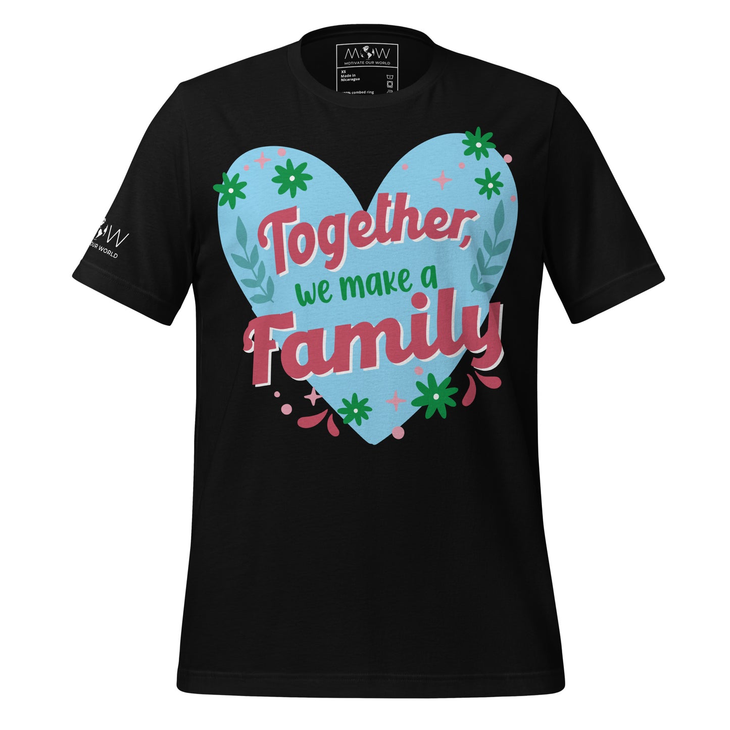 Together We Make a Family – Heart & Bloom Edition Black Motivational Men's T-Shirt