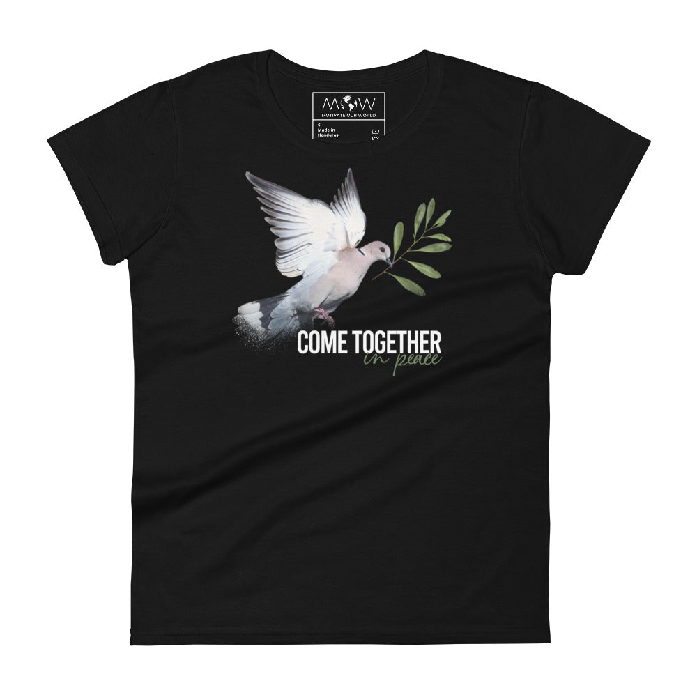 Together in Peace II Women’s Motivational Black T-Shirt