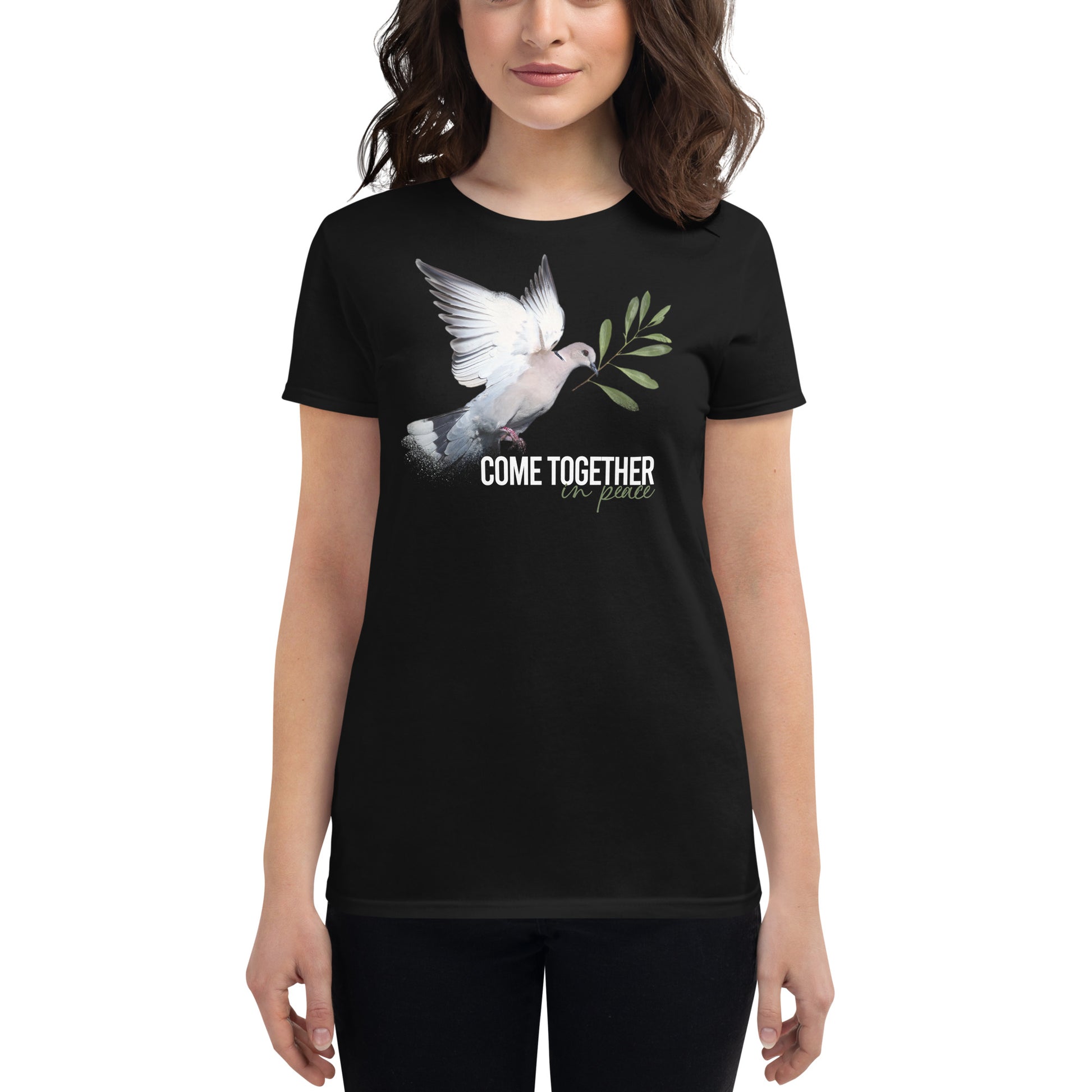 Together in Peace II Women’s Motivational Black T-Shirt
