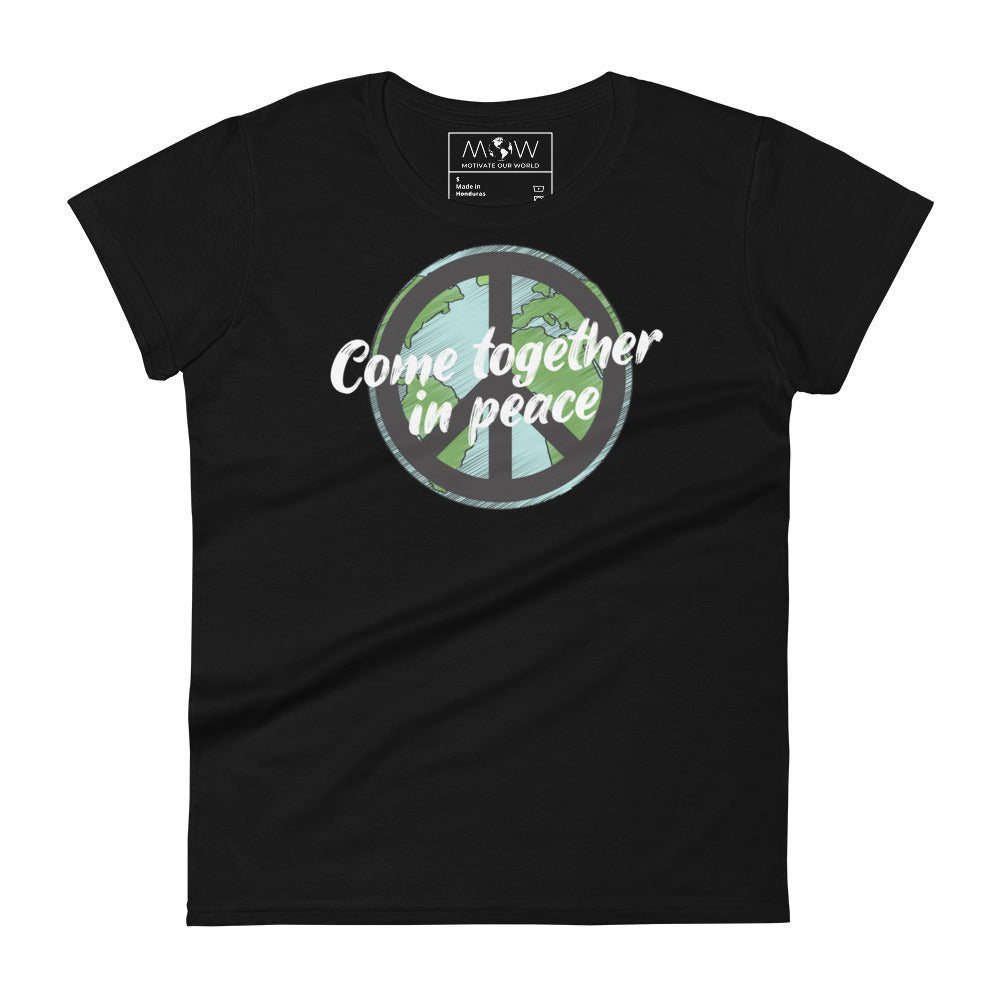 Together in Peace Women’s Motivational Black T-Shirt