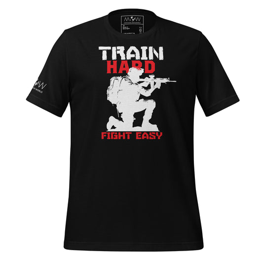 Train Hard Fight Easy Men's Motivational Black T-Shirt
