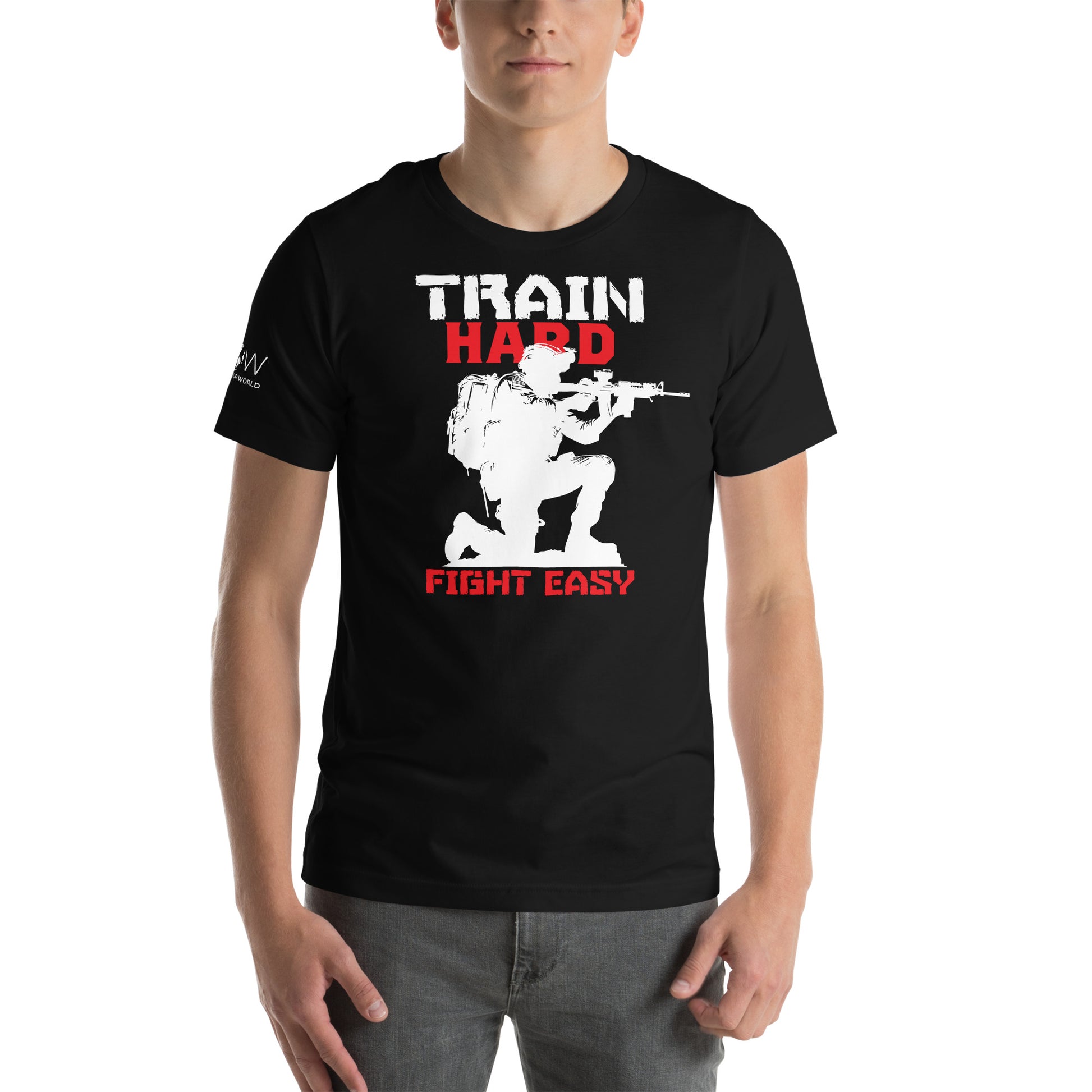 Train Hard Fight Easy Men's Motivational Black T-Shirt
