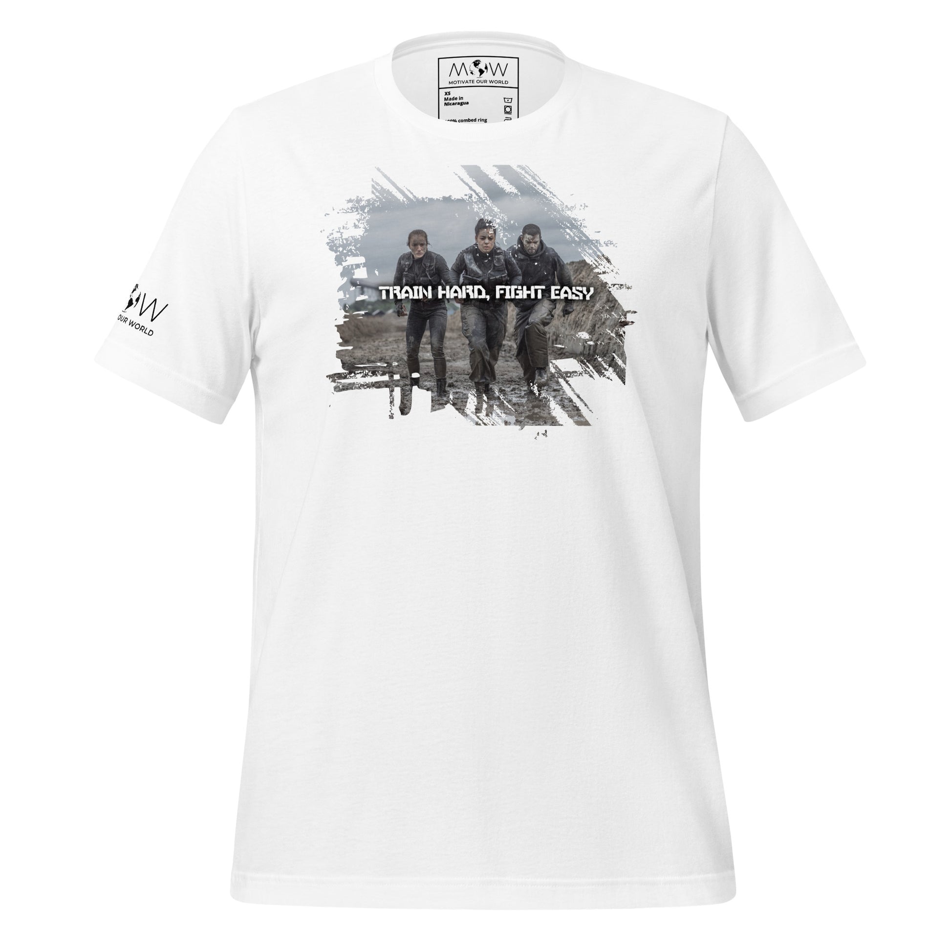 Train Hard, Fight Men's Motivational White T-Shirt