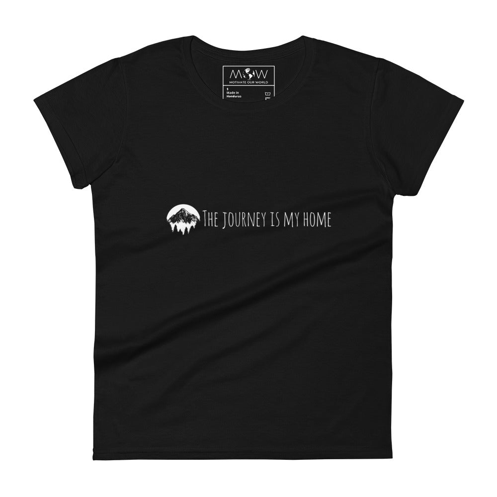 Travel Makes You Richer (Minimalist Design) Women’s Motivational Black T-Shirt