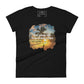 Travel Makes You Richer (Tropical Sunset Design) Women’s Motivational Black T-Shirt