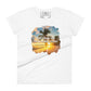 Travel Makes You Richer (Tropical Sunset Design) Women’s Motivational White T-Shirt