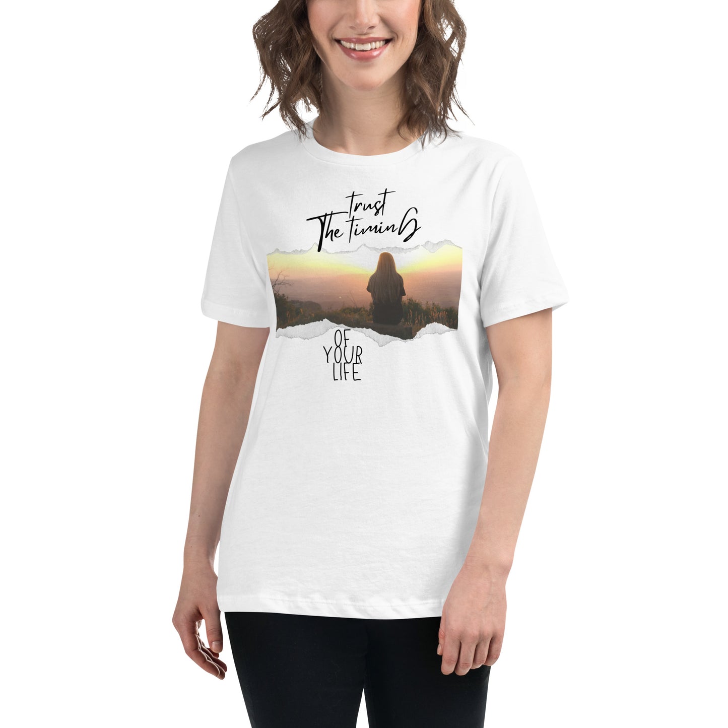 Trust the Timing White Motivational Women’s T-Shirt Lifestyle