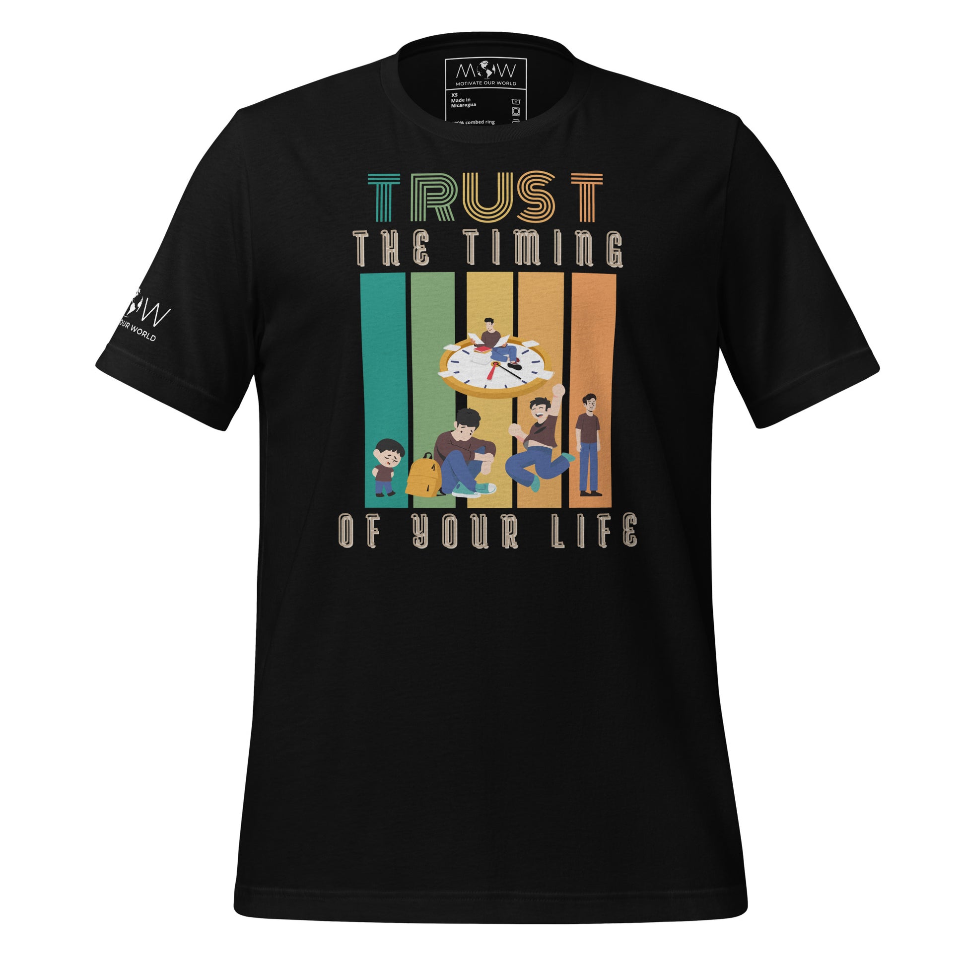 Trust the Timing of Your Black Motivational Men's T-Shirt