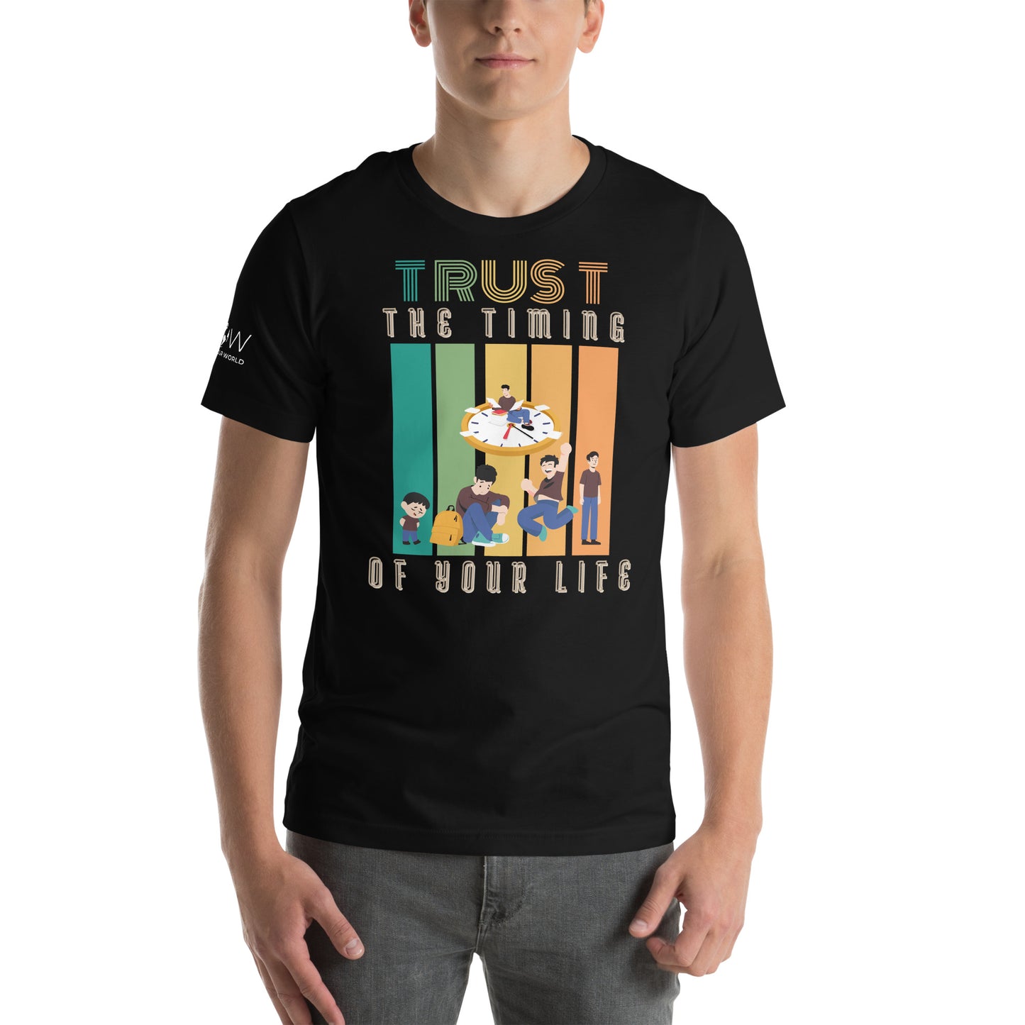 Trust the Timing of Your Black Motivational Men's T-Shirt