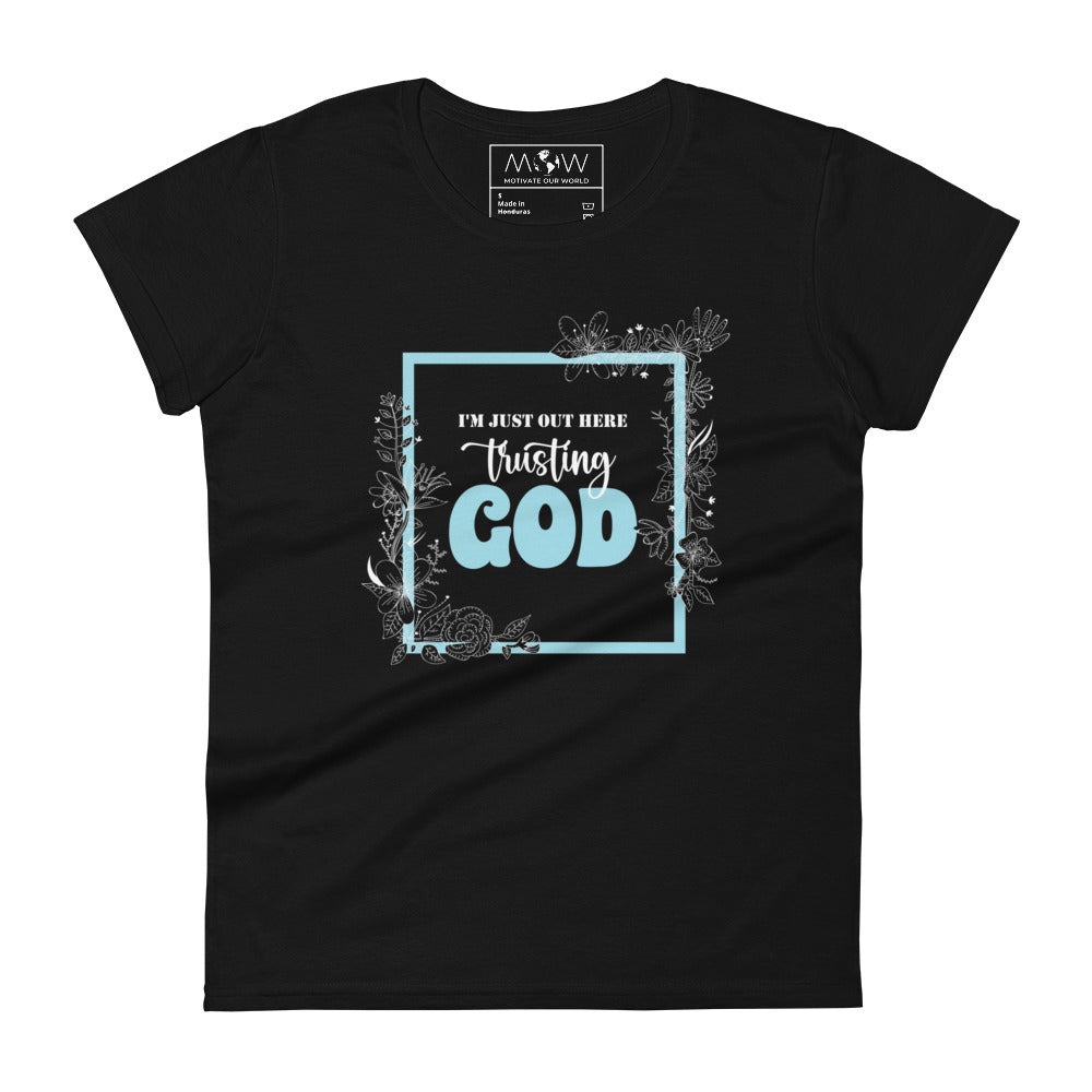 Trusting God Frame Design Women’s Motivational Black T-Shirt