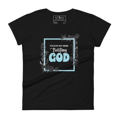 Trusting God Frame Design Women’s Motivational Black T-Shirt