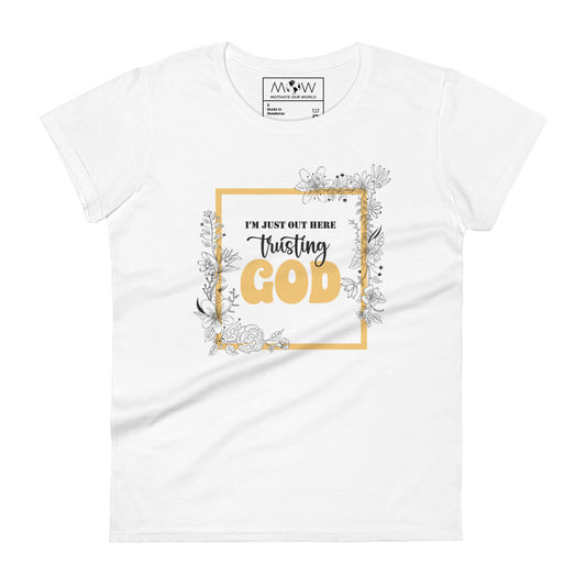 Trusting God Frame Design Women’s Motivational White T-Shirt