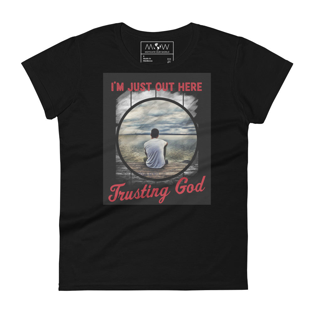 Trusting God Lakeview Design Women’s Motivational Black T-Shirt