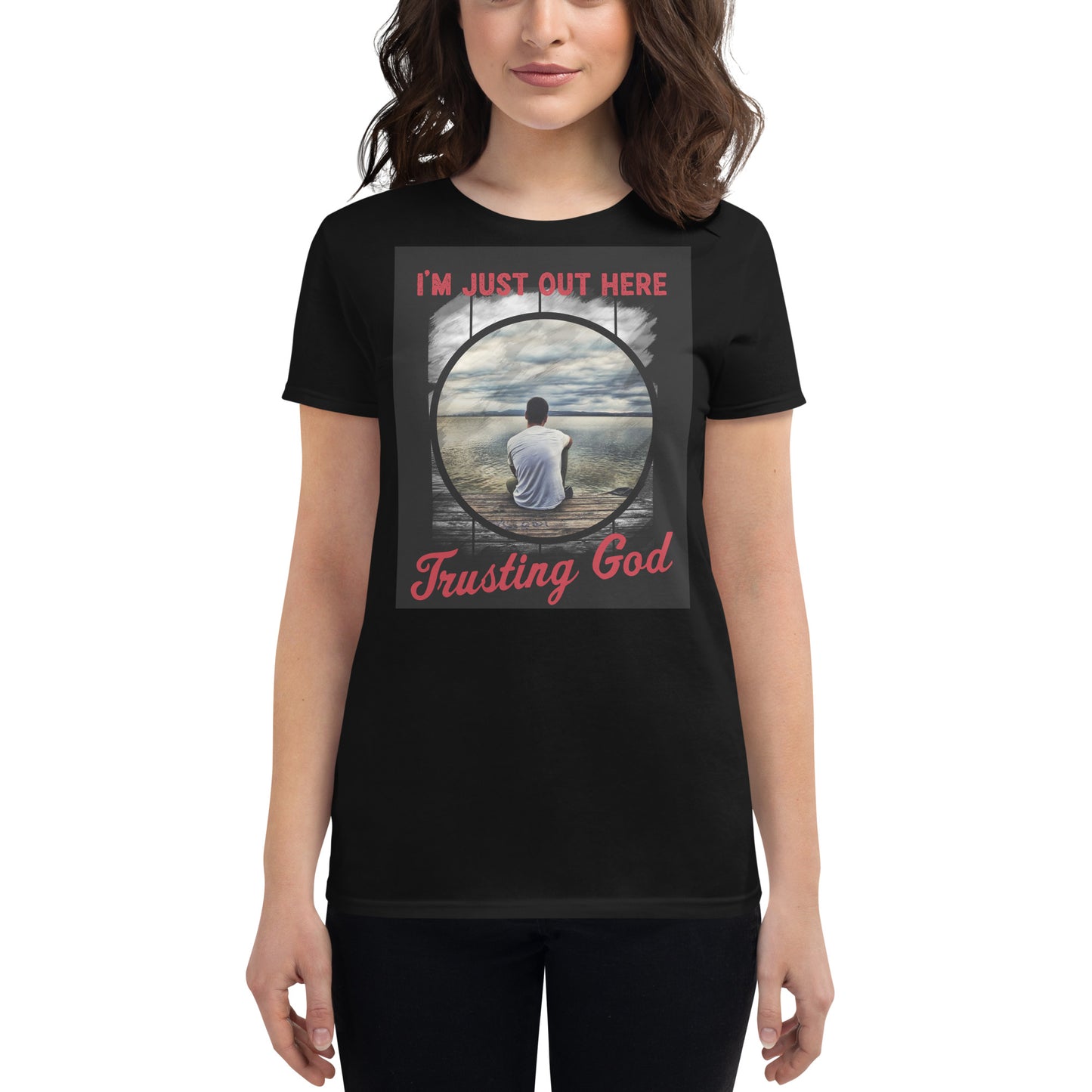 Trusting God Lakeview Design Women’s Motivational Black T-Shirt