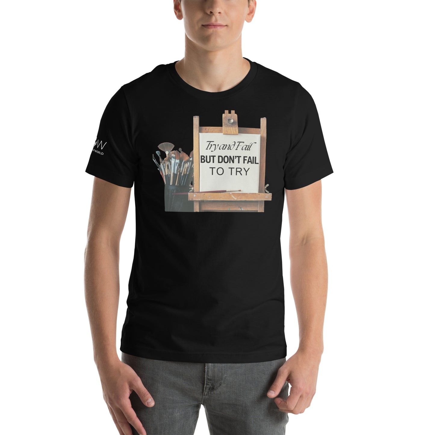 Try and Fail - Easel Edition Black Motivational Men's T-Shirt
