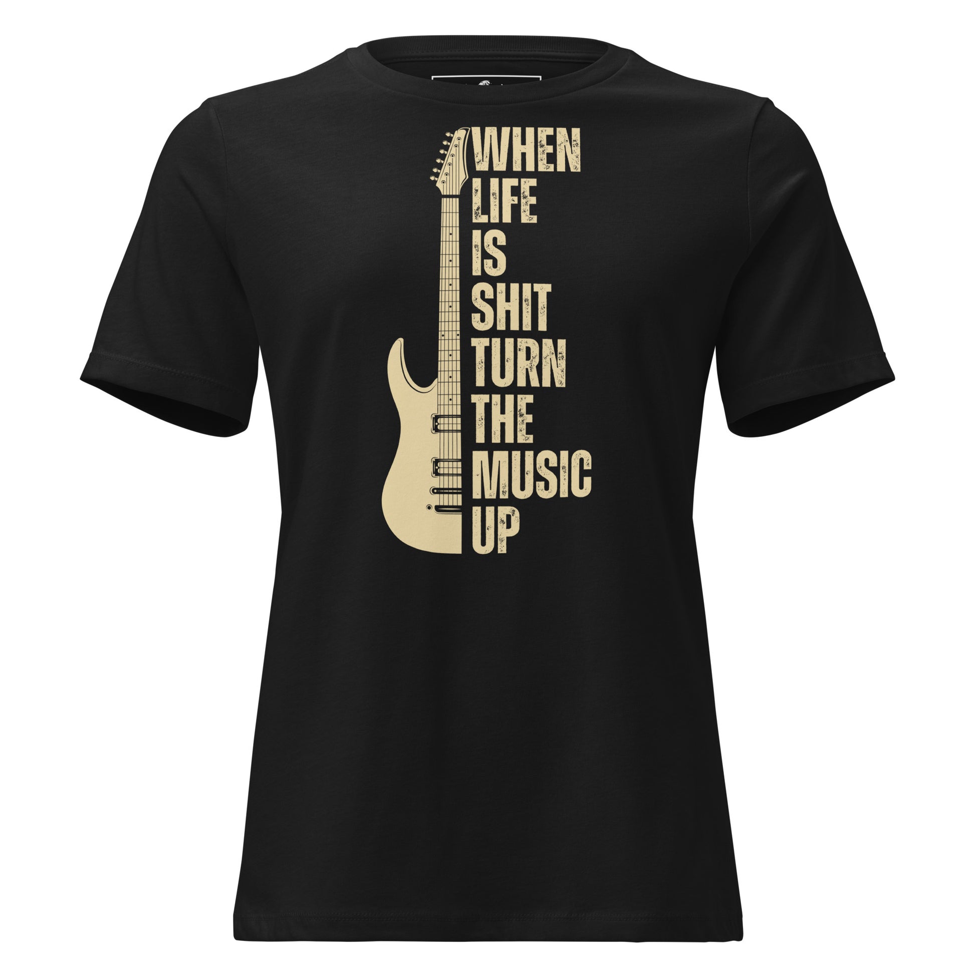 Turn the Music Up Black Motivational Women’s T-Shirt