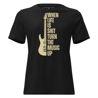 Turn the Music Up Black Motivational Women’s T-Shirt