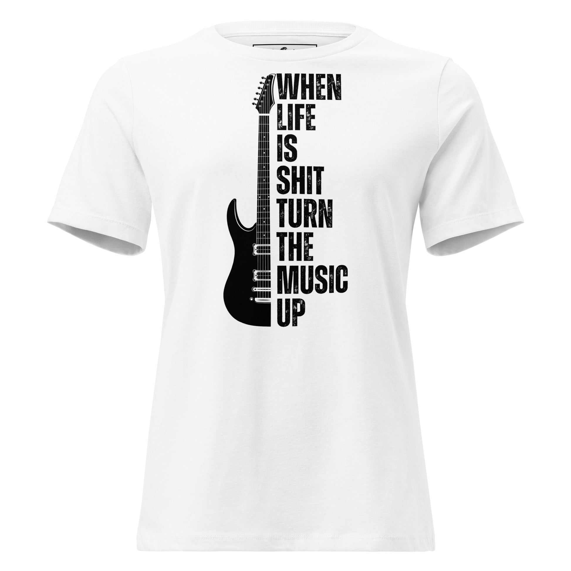 Turn the Music Up White Motivational Women’s T-Shirt