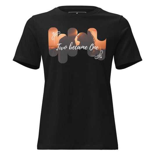 Two Became One – Sunset Silhouette Edition Black Motivational Women’s T-Shirt