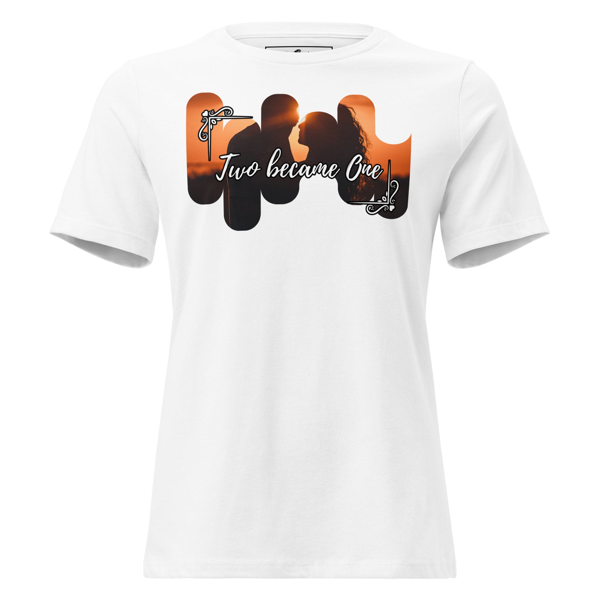Two Became One – Sunset Silhouette Edition White Motivational Women’s T-Shirt