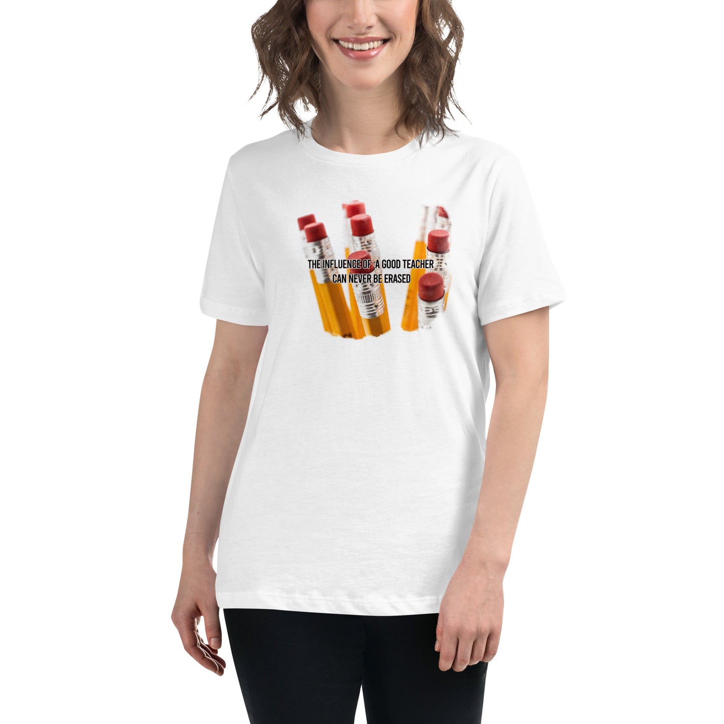 Unerasable Impact of Teachers White Motivational Women’s T-Shirt Lifestyle