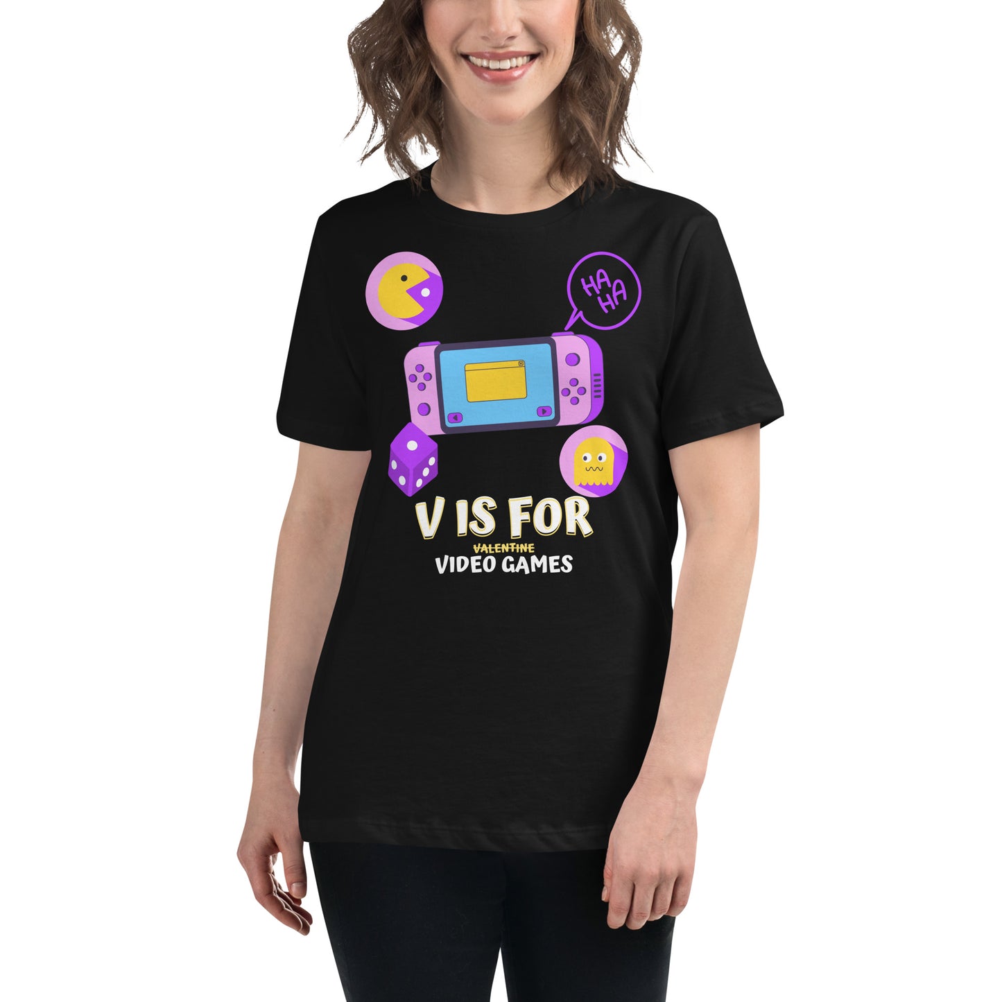 V for Video Games Black Motivational Women’s T-Shirt Lifestyle
