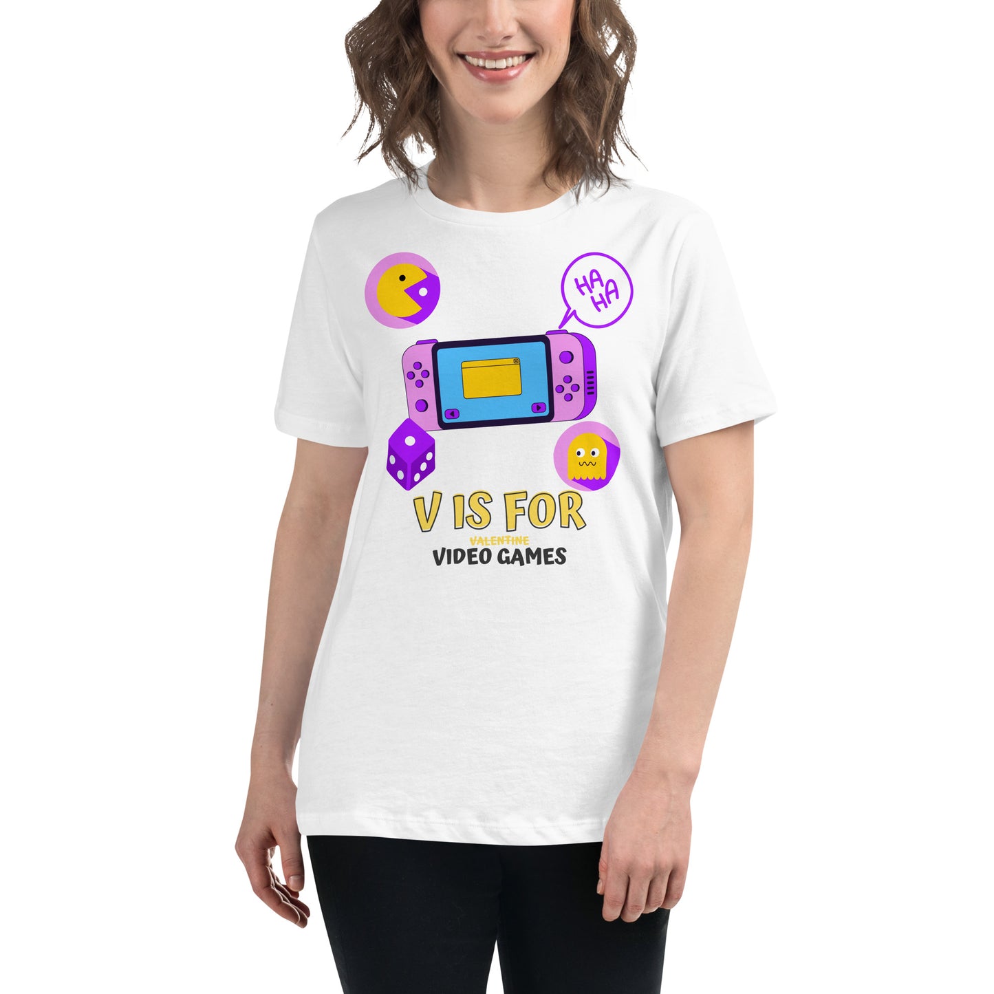 V for Video Games White Motivational Women’s T-Shirt Lifestyle