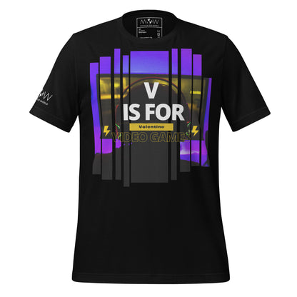"V is for Video Games" - Gamer For Life Black Motivational Men's T-Shirt